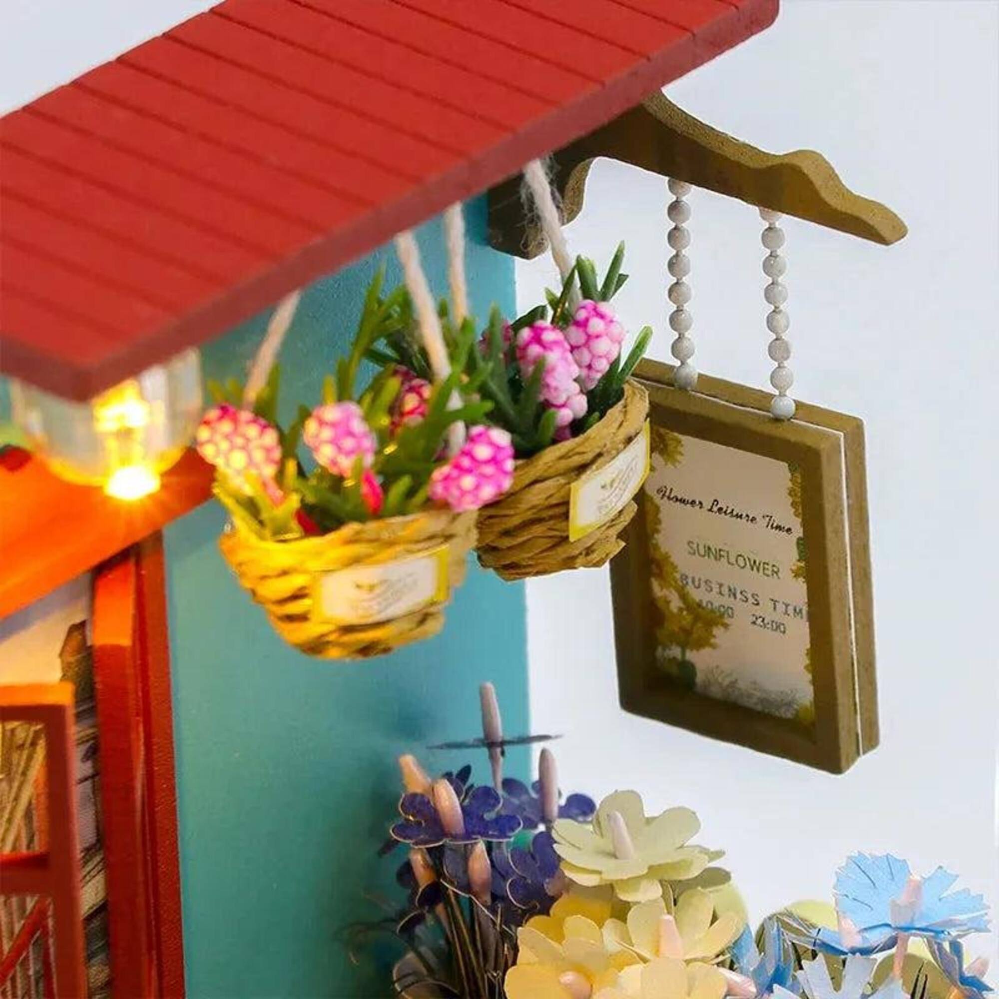 Wizardi Flower Shop Miniature Dollhouse Roombox Kit
